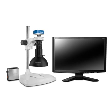 Scienscope Macro Digital Inspection System With Dome LED Light On Lab Stand MAC-PK1-DM